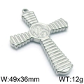 Pendentif croix en acier inoxydable argenté avec motif en relief 49x36mm pour bijoux - Croix Icone en Relief Argentée (KLJ5650-Z)