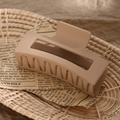 Matte khaki square hollow hair claw clip in a large size for thick hair styles - 8.5cm Khaki