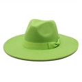 Detail eines lindgrünen Wollhutes mit passender Ripsbandschleife für Damen und Herren - M(56-58cm) / Fluoreszierendes Grün