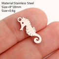 Polished stainless steel seahorse pendant charm for DIY jewelry making 8x18mm - Seahorse / Silver