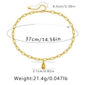 Detail of 18K gold-plated brass necklace showing teardrop pendant and size specifications - Gold (KN0127)