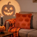Orange plush pumpkin embossed throw pillow cover for Halloween festive home decor - 18x18 Inch / Caramel Small Pumpkin