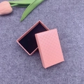 Pink diamond-textured jewelry box with black velvet lining and tulip decoration - Pink