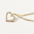 Collier avec pendentif cœur doré et cristaux brillants sur une chaîne délicate - Or Blanc Zircone