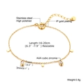 Golden stainless steel chain bracelet with green zircon pendant for elegant stacking - Minimalist Zircon Pendant Style (BR-934) / Gold