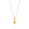 Collier doré minimaliste avec pendentif losange en œil de chat sur fond blanc - Or-Jaune