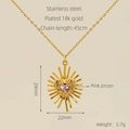 Stainless steel 18k gold plated heart pendant necklace with pink zircon and white crystals - 18K Gold / Pink