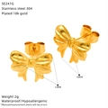 Orecchini a fiocco in acciaio inossidabile placcato oro 18k con strato impermeabile - Stile Fiocco(SE241G)
