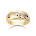 Polished S925 silver gold plated ring for women featuring a row of white moissanite - R14701+gra/black Card / US Size 7 / Circumference 54.3mm