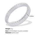 Anello minimalista in acciaio inossidabile argento con texture a ingranaggi da 3,4mm - Taglia US 6 / Argento
