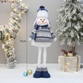 Standing 75cm Christmas snowman doll in blue plaid hat and grey snowflake sweater - 75cm-Style A