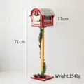 Red Christmas mailbox decor with pine needles and red berries, 71cm vertical stand - Red Window Mailbox Style
