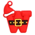 Detail of Christmas letter W shoe charm made of soft PVC with Santa Claus theme colors - Santa Suit Letter W