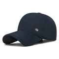 Men's navy blue winter baseball cap with knit texture and ear protection lining - Adjustable / Navy Blue