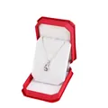 Red octagonal velvet jewelry box with purple gemstone necklace and silver chain - Large Pendant Box / Red With White Interior