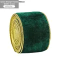 Green velvet Christmas ribbon with gold woven edges 6.3cm width for tree decoration - 6.3CM Wide Gold Edge / Green