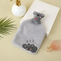 Absorbent grey coral fleece hair drying towel with cute koala plush and embroidery - Grey Bear