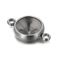 Circular stainless steel birthstone bezel connector for DIY jewelry making - Steel Round 2-Loop Bezel Tray (KLJ6733-Z)
