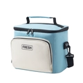 Borsa termica per il pranzo in azzurro e bianco crema con tracolla regolabile - Blu
