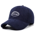 Berretto da baseball in velluto a coste blu navy con ricamo nomei bianco e stile classico - Regolabile / Blu navy
