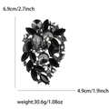 Elegant black rhinestone brooch in floral cluster design for women's suit jackets - Gunmetal