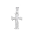 Sparkling silver cross pendant with iced out rhinestones for hip hop style necklace - Silver Pendant Only