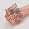 Laser gold geometric nail stickers in brown and blue patterns, style B1035-025 - Brown Blue Gold Geometric Stone Pattern (DQ3-075)