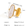 Adjustable 18K gold-plated irregular pearl ring made of durable stainless steel - Oval Pearl Open Ring SR020075 / Gold