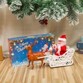 Electric Santa Claus on reindeer sled with blue Merry Christmas gift box decor - Reindeer and Sleigh