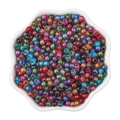 4mm multicolor iris glass seed beads in a white flower bowl for DIY jewelry making - Random Mixed Gold Series / 4mm (Hole 1mm) 10g/Pack (Approx 150 Pcs)