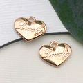 Ciondolo a cuore in oro rosa con incisione Lovely per creazione gioielli fai da te - Forma di Cuore Lettera Lovely