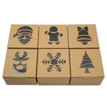 Set di 6 scatole natalizie in carta kraft con Babbo Natale e renne intagliati - Serie di Natale Mista
