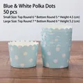 50pcs blue polka dot paper muffin cups in small and large sizes for home baking - Blue Polka Dot