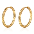 Elegantes pendientes de aro en acero inoxidable chapado en oro 18K con textura martillada - 2.5*8mm / Dorado