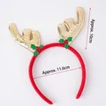 Christmas reindeer headband with metallic gold antlers and red holly berry details - Antler Headband Gold
