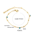 Detail view of gold-plated stainless steel evil eye bracelet with dimension markings - Gold Thin Chain Evil Eye Style (BR245301G)