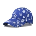 Berretto da baseball blu con teschi graffiti e scritta BOO stampata sopra - Regolabile / Teschio Blu