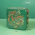 Square green Christmas tin box with Merry Christmas lettering, 17x17x6.5cm size - Green - Merry Christmas