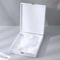 Elegant white faux leather jewelry organizer box with vintage gold clasp and velvet lining - Jewelry Organizer / White PU with Lid