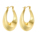 Orecchini a cerchio cavi a forma di C placcati in oro con finitura lucida a specchio - VE982 Ovale Oro