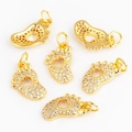 Lot de six pendentifs empreintes en laiton doré sertis de strass brillants pour bijoux - Empreinte Gold Plated / 1 pièce