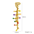 Golden heart-shaped earring with multi-color dots and crystal inlays, 42mm size - Gold Dotted Creative Pendant (YTE2411008-12)