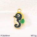Golden seahorse enamel pendant in deep blue with colorful accents for jewelry making - Dark Blue Seahorse (KLJ10772-ZLA)