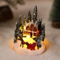 Leuchtendes Miniatur-Weihnachtshaus mit Rentier und verschneiten Bäumen Harz-Deko - Kleines Haus