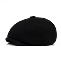 Classic black wool octagonal newsboy hat featuring a premium felt texture and retro style - Black