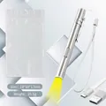 Lampe stylo médicale argentée avec câble USB et pochette, poids 25,5g et taille 18cm - Lumière Jaune (Sac OPP)