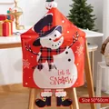 Christmas chair cover featuring snowman design with red finish and Let it Snow print - Red Snowman-Let it SNOW