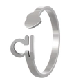 Adjustable silver Libra zodiac ring with heart charm made of high-quality stainless steel - Adjustable Open / Libra / Steel