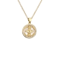 Goldene Halskette mit rundem Perlmuttanhänger, bösem Blick und Zirkonia-Sternverzierung - Böses Auge / Gold