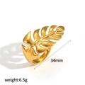 Gouden roestvrijstalen ringenset in bladvorm met gedetailleerde textuur en 34 mm maat - Bladvormige Ring (TR4458)